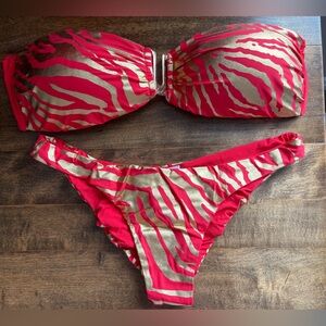 Beach Bunny Take the Reins Red and Gold Bikini
